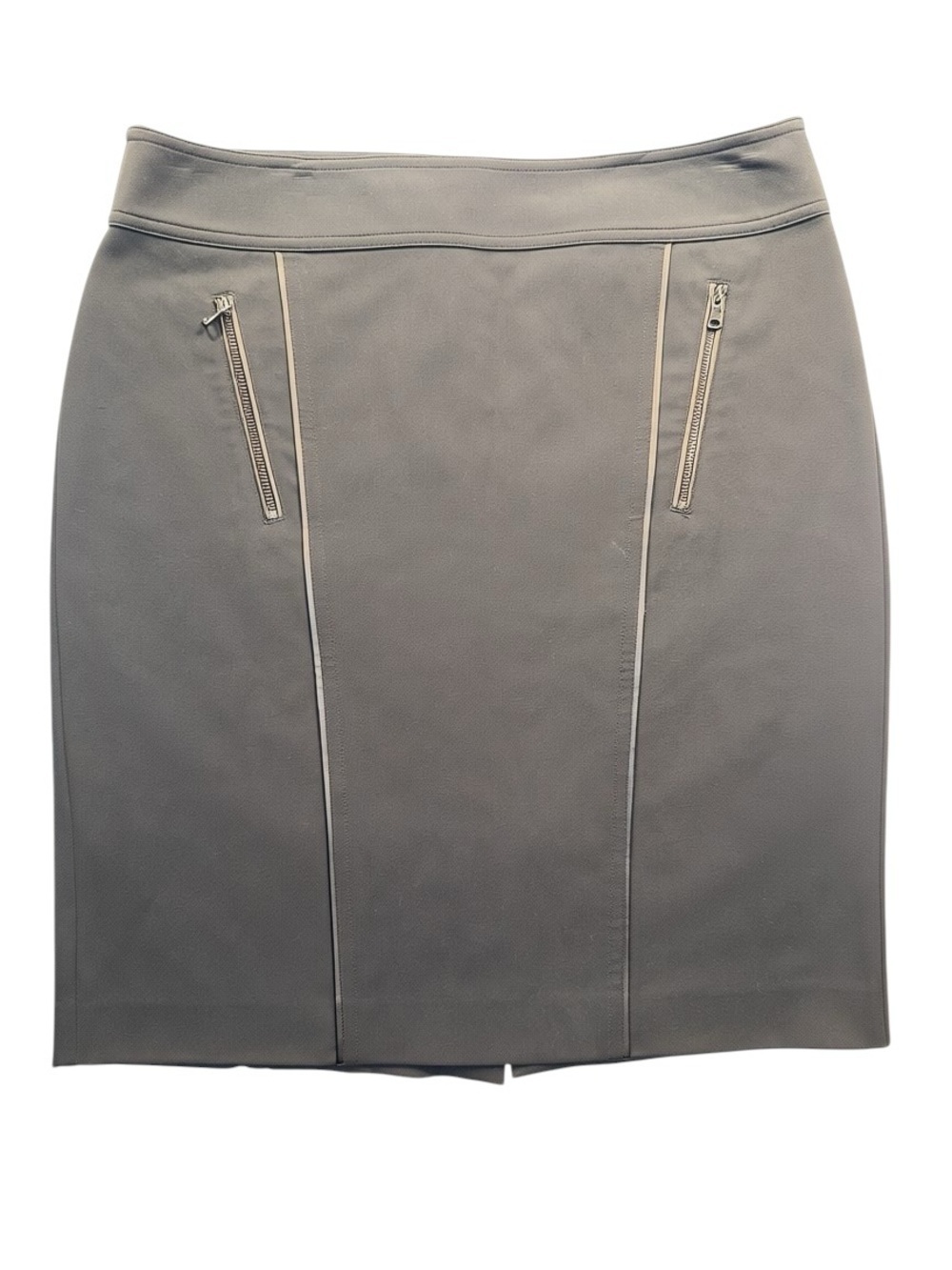 Ann Taylor Size 12 Grey Cotton Pencil Skirt Front Zip Clubwear Work Attire